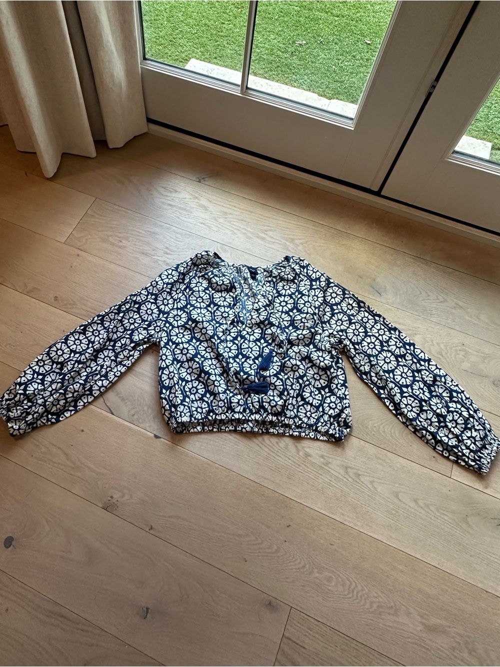 Roller Rabbit Navy Floral Tie-Front Blouse